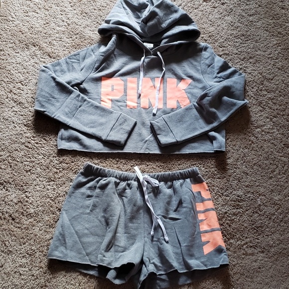 PINK Victoria's Secret Tops - Vs pink crop sweatshirt and shorts sz S